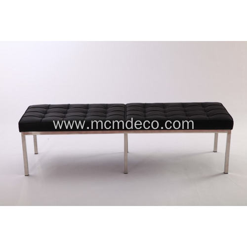 Knoll black leather bench